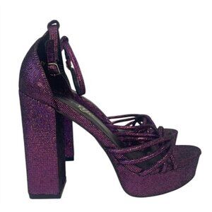 SO ME / Disco / Purple Metallic /  Platform / High Heels With Crisscross